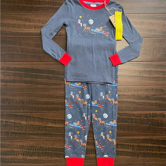 Mini Boden Blue Space Santa Long John Pajamas NWT - Picture 2 of 10